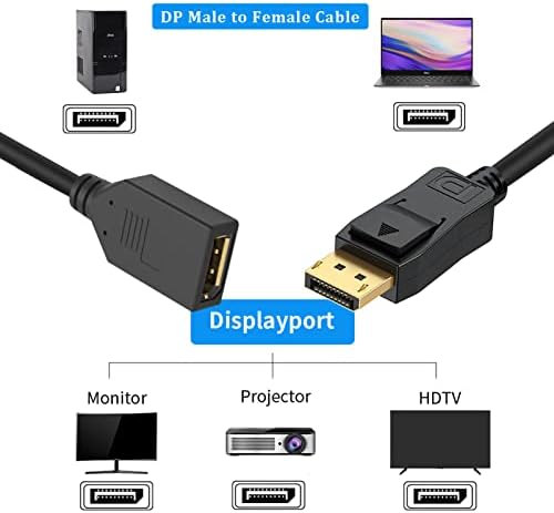 Predlžovací kábel UVOOI DisplayPort DP 10 stôp, predlžovací kábel DisplayPort pre mužov a ženy