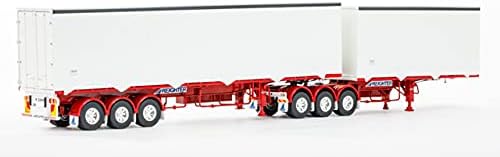 Drake pre Maxitrans Freighter EZI-Liner b Dvojitý príves v bielej a červenej farbe 1/50 DIECAST Model Truck