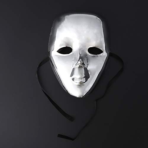 ABOOFAN celotvárové maškarné masky pokovované karnevalové rekvizity na tvár s elastickou čelenkou Halloween dekorácie