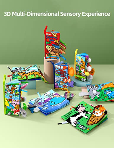 Detské Látkové knihy Jollybaby, mäkké knihy Touch & amp; Feel Crinkle, pre dojčatá, batoľatá, interaktívne hračky