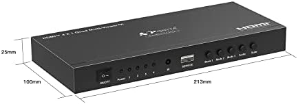 HDMI Multiviewer Switch 4 Port 4k@30Hz 6 režimov zobrazenia PIP, PORTTA HDMI Quad Multi-Viewer Seamless Switcher
