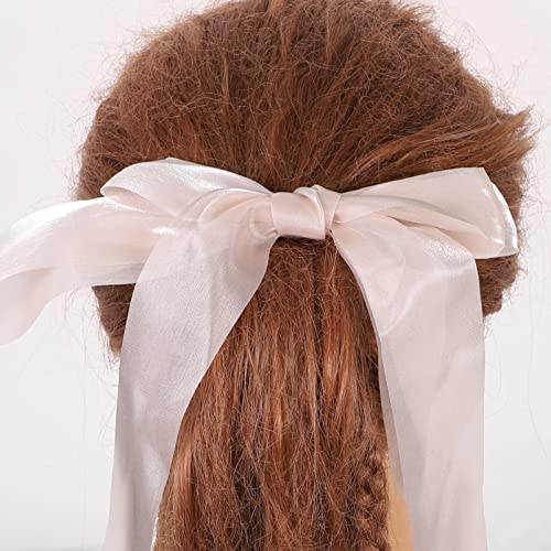 SOLUSTRE svadobné dekorácie Bow Ribbon sponky do vlasov 4ks Bowknot vlasy stuha luky Mesh Ribbon sponky do vlasov