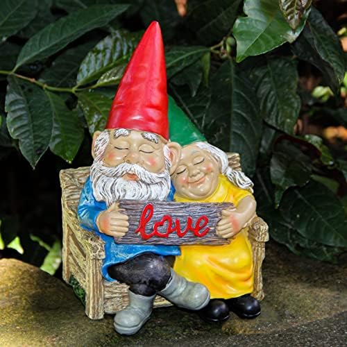 Smadeer Garden Gnome socha pre vonkajšie dekor, pár v láske gnomes figúrka pre patio trávnik yard záhradné vonkajšie