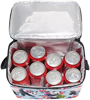 Auuxva opakovane použiteľné tašky na obed akvarel Panda Kvetinový vzor taška na obed izolovaná Chladiaca taška