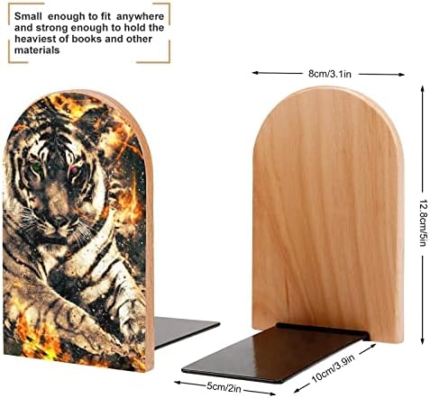 Tiger s ohňom malé drevené zarážky na knihy podporujú protišmykové ťažké Police stojan na knihy pre kancelársku