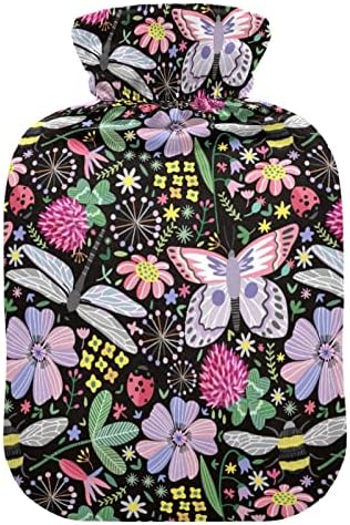Oarencol farebné kvety motýľ včela fľaša na teplú vodu vážka lienka Florals listy vrecko na teplú vodu s krytom