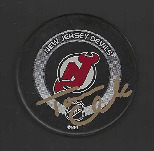 Tom Chorske podpísal New Jersey Devils oficiálny herný puk-podpísané puky NHL