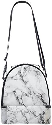 ALAZA Biela Aqua Čierna mramorová textúra prenosná taška cez rameno s dvojitým obedom izolovaná vonkajšia taška