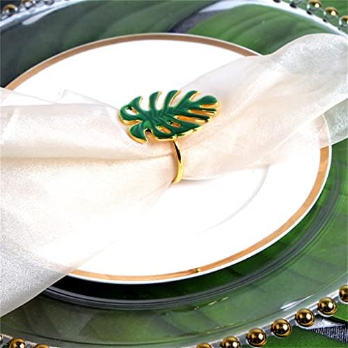 TJLSS 6-dielna reštaurácia zelené listové obrúsky spona látkový prsteň západné jedlo večera prsteň Hotelová Obrúsková
