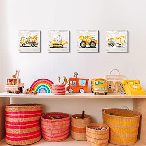 Stavebné auto plátno nástenné umenie chlapci izba dekor Cartoon Truck Traktor Digger obrázky pre chlapca batoľa
